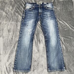 Ariat Jeans Mens 33x32 Blue Medium Wash Bootcut Rocker M7 Embroidered Denim